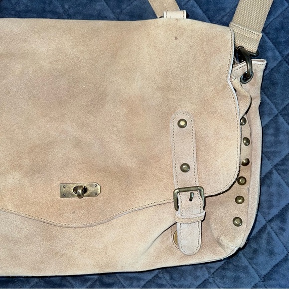 Free People Purse Bag Mojave Messenger Crossbody Leather Suede Tan Beige Boho - Picture 6 of 16